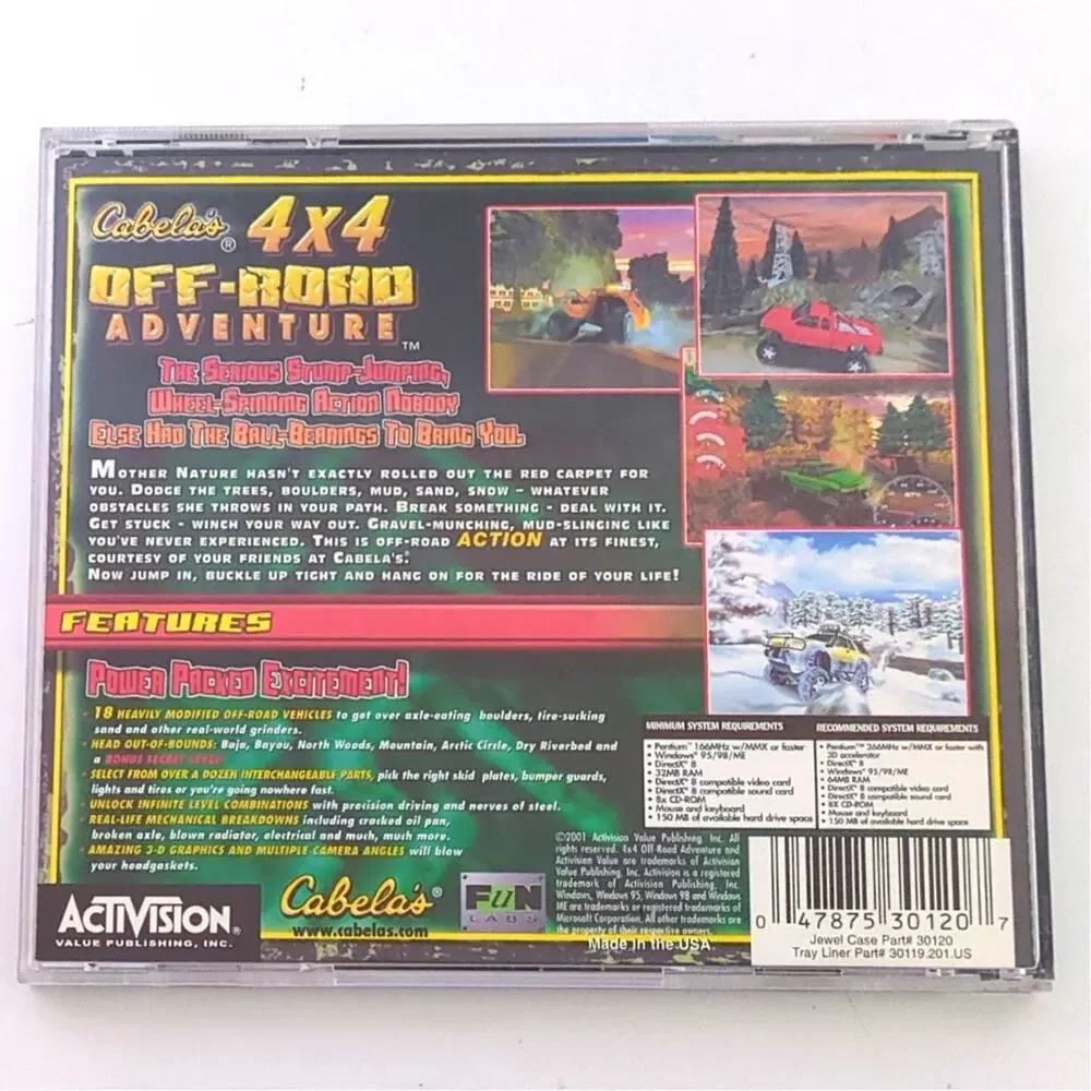 Cabela's 4x4 Off-Road Adventure PC Game Windows 95 98 ME Vintage Driving Sim
